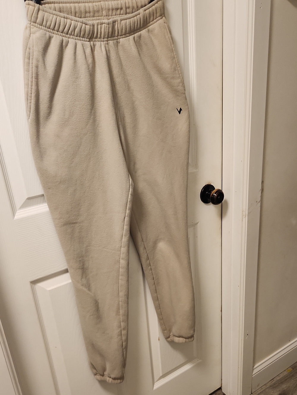 Men's Light Beige Sweat Joggers with Minimal Logo